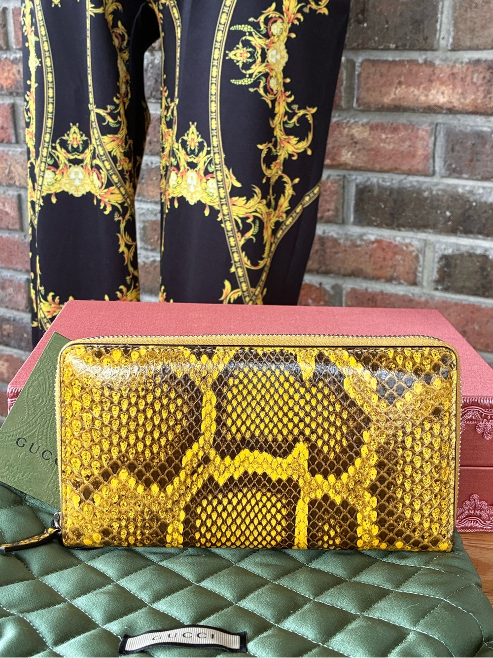 Gucci python zip around Continental wallet yellow exotic full inc ltd ed ECU - Picture 5 of 17